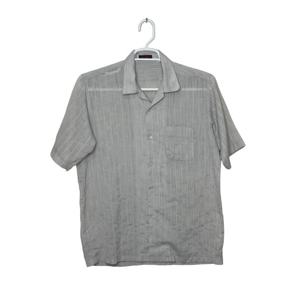 Yamaki Swan silver stripe lightweight short sleeves buttoned shirt size Large - Picture 4 of 5